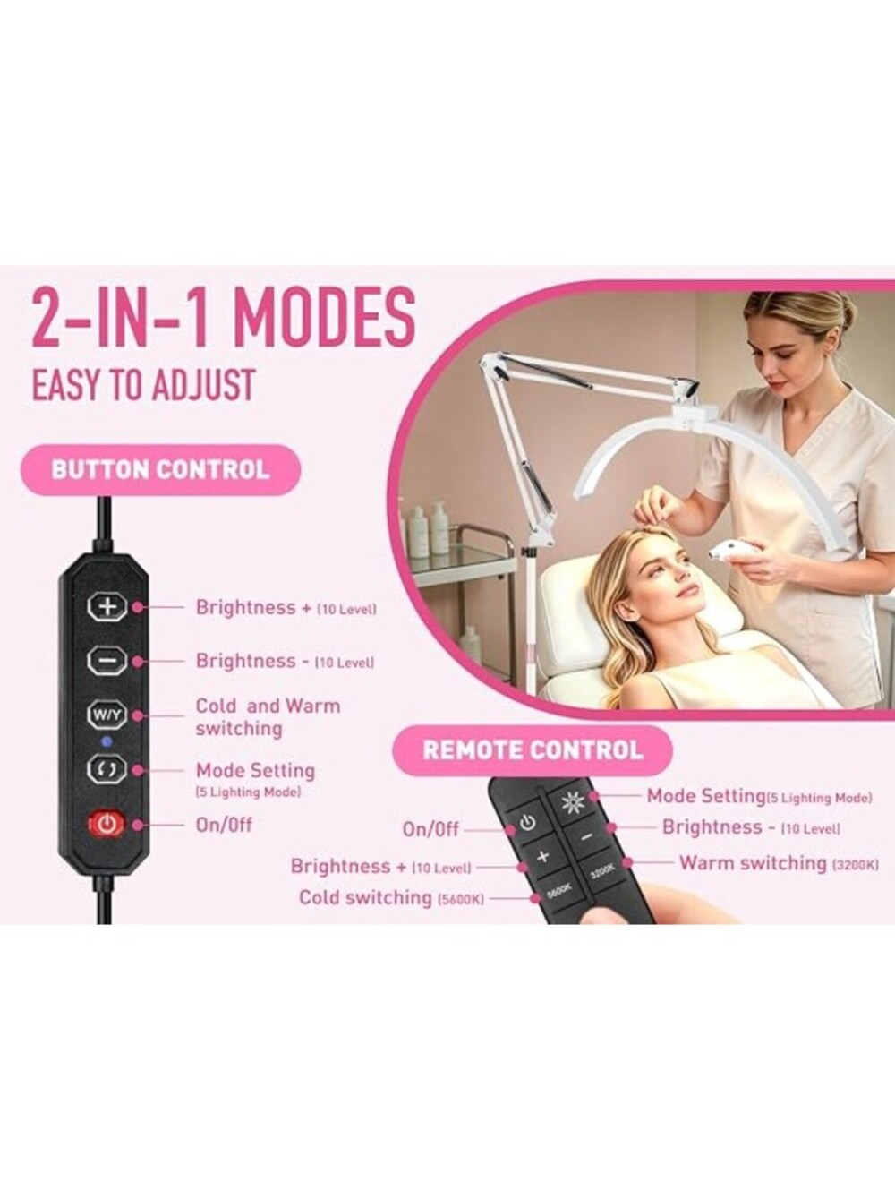 28" Half Moon Lash Light with 5X Magnifier Rolling Base & Tray for Estheticians - Picture 10 of 10
